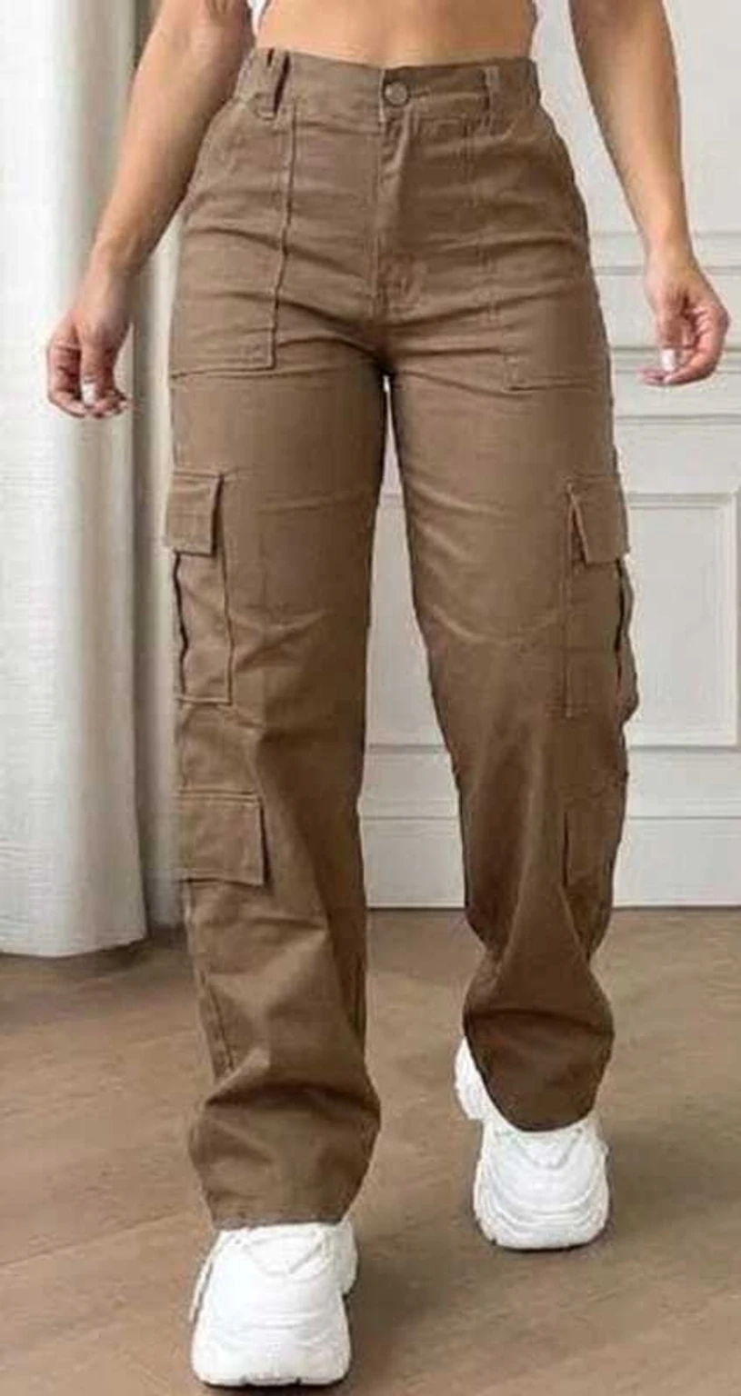 Women's High-Waisted Multi-Pocket Cargo Pants | Relaxed Straight Leg Utility Trousers | Casual Streetwear, Travel & Everyday Wear | XXS-XXL | Multiple Colors