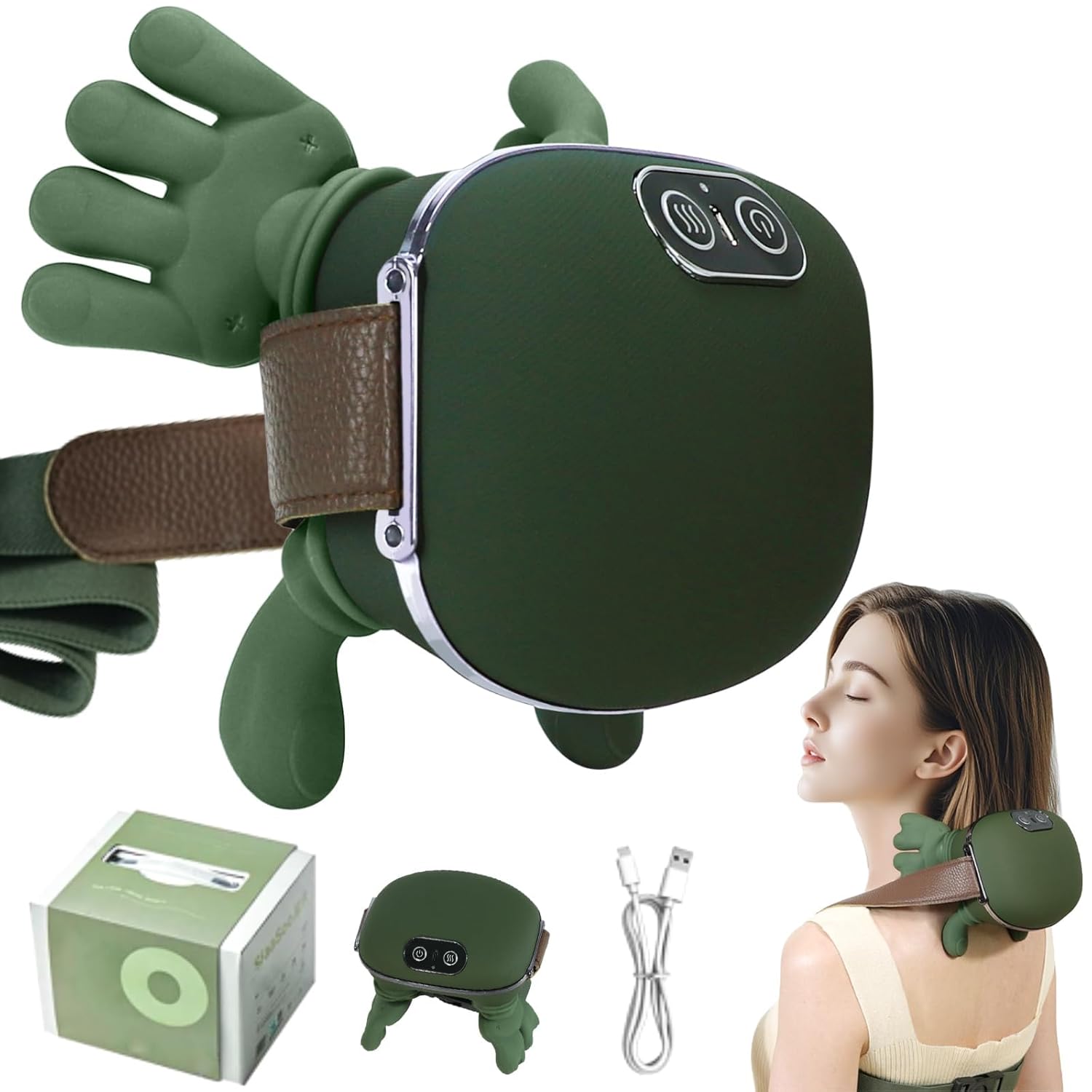 Smart Electric Turtle Neck Massager | Portable Heated Neck & Shoulder Massager | USB Rechargeable Deep Tissue Massage Device | Pain Relief Therapy Machine