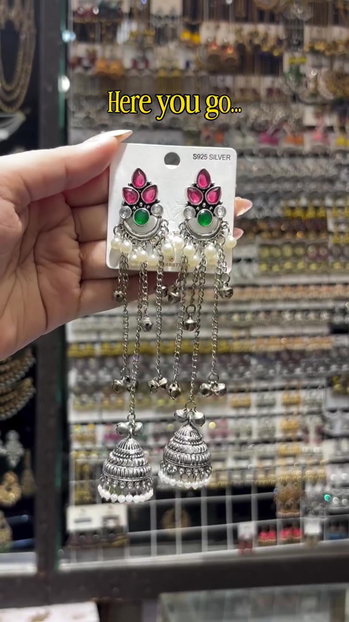 Premium Oxidised Silver Long Chain Jhumka Earrings for Women | Boho Traditional Statement Earrings | Ethnic Party Wear | Latest Designer Earrings