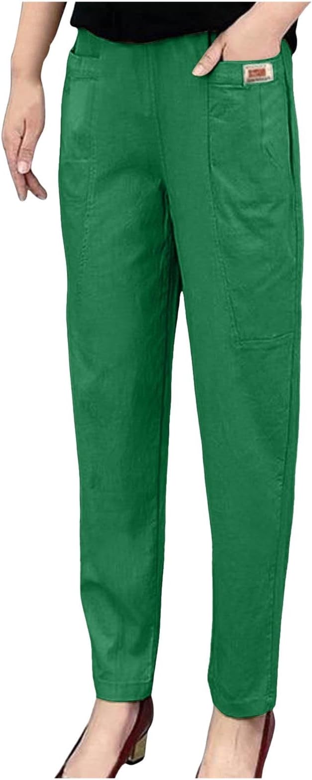 Women's Solid Cotton Slim Fit Ankle Length Casual Pants | XXS–XXL