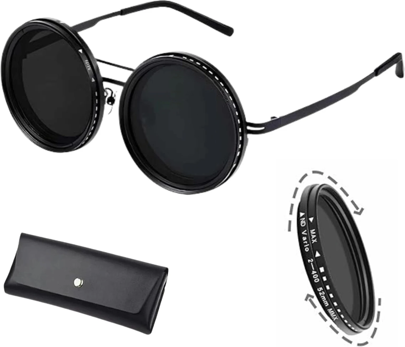 Vintage Round Polarized Sunglasses for Men & Women | UV400 Retro Metal Frame Sunglasses | Classic Steampunk Style | Fashion Outdoor Eyewear