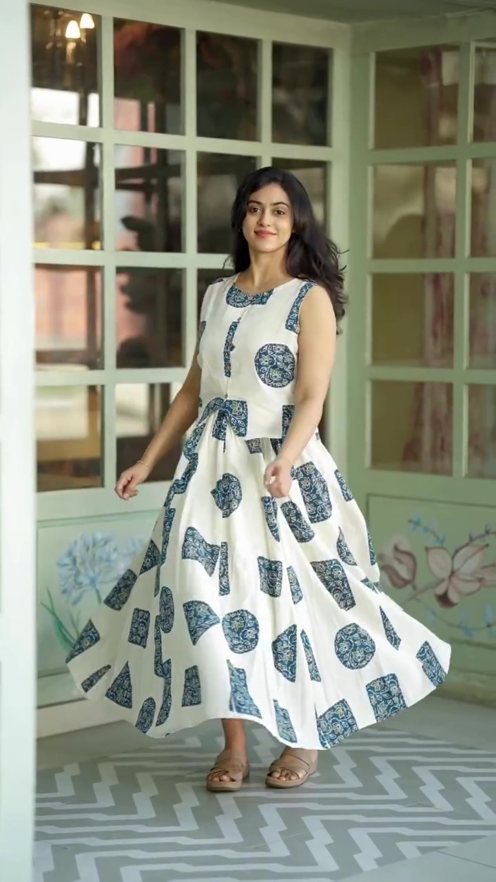Women’s Printed Co-Ord Set Dress for Women | Stylish Sleeveless Top & Flowy Skirt Set